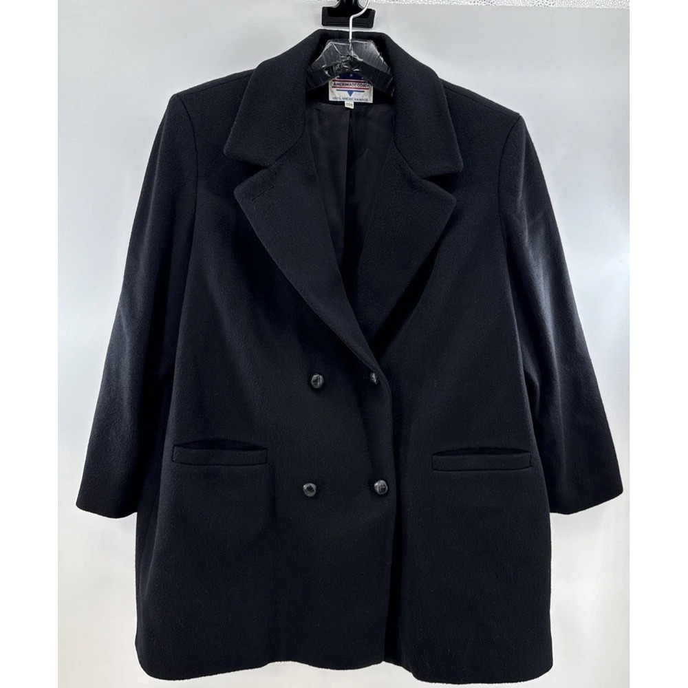 Vintage Amerimade Wool Black Double Breasted‎ Women's 20 Peacoat